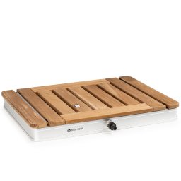Blumfeldt Sumatra Teak Square, duș de grădină, aluminiu, lemn de tec, mâner. (BES14-CoolBr-SQ-SI)