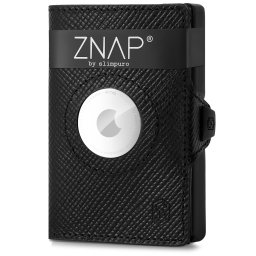 Slimpuro ZNAP Airtag Wallet, 12 carduri, compartiment pentru monede, 8,9 x 1,8 x 6,3 cm (L x Î x l), protecție RFID (ZNAPAirSaffiano12)