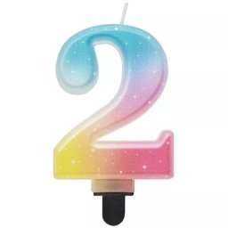 Beauty and Charm: Lumânare cifră, curcubeu pastelat - 2