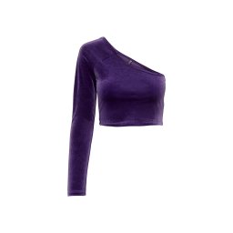 ONLY Top Onlsmooth One Shoulder Velvet Top Jrs 15277992 19-3628 TCX Acai