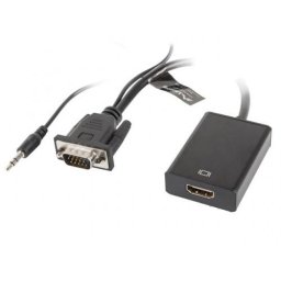 Lanberg adapter VGA(M) + audio 3.5mm -> HDMI(F) 20cm