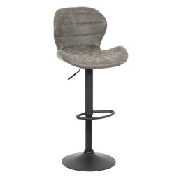 Scaun bar tapițat, înălțime reglabilă, rotativ, suport picioare, imitatie piele intoarsa, gri, ABS 144