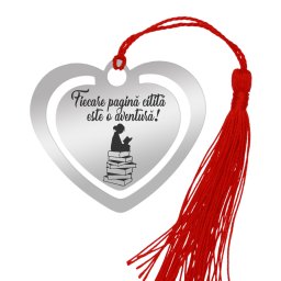 Martisor Semn de Carte Inox Inima Argintie Fiecare Pagina Citita