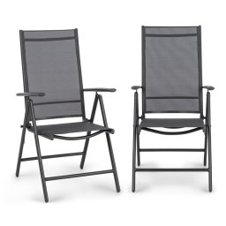 Blumfeldt Almeria Garden Chair, scaun pliabil, set de 2 bucăți, 56,5 x 107 x 68 cm, ComfortMesh, antracit (GDMB8-Almeria-1)