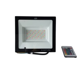 Proiector LED RGB - 16 culori + 4 jocuri de culori, 50W, IP65, telecomanda IR cu 21 taste 178x150mm