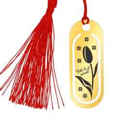 Martisor Semn de Carte Inox Oval Auriu Bata-te-ar norocul