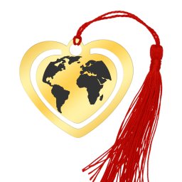 Martisor Semn de Carte Inox Inima Aurie Glob Pamantesc