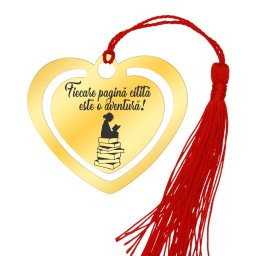 Martisor Semn de Carte Inox Inima Aurie Fiecare Pagina Citita
