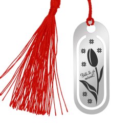 Martisor Semn de Carte Inox Oval Argintiu Bata-te-ar norocul