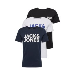 JACK & JONES Tricou 'JJECorp' albastru marin / albastru gențiană / negru / alb