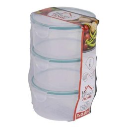 Cutie/caserola alimente, rotunda, plastic, etansa, albastru, set 3 buc, 3x0.8 L, MagicHome