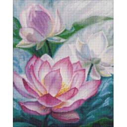 Set goblen cu diamante, cu sasiu, Lumini pe apa, 40x50 cm
