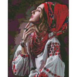 Set goblen cu diamante, cu sasiu, Portret traditional, 40x50 cm