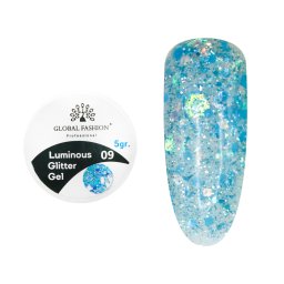 Gel luminiscent Luminous Glitter Gel cu sclipici hexagon 5g, 09