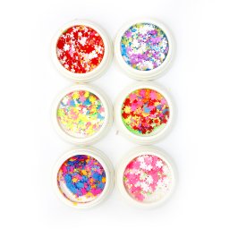 Set 6 decoratiuni paiete pentru unghii, flori, diverse culori