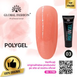 Polygel constructie unghii, Global Fashion, 30 g, Roz, 03