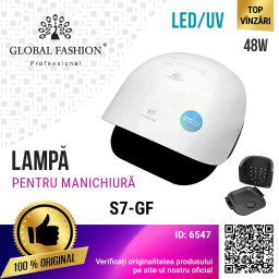 Lampa profesionala unghii LED/UV S7, Global Fashion, 48W, timer, pentru uscat oja semipermanenta sau gel UV, alba
