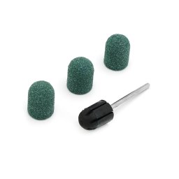 Set suport si 3 bucati smirghel rezerva pentru freza electrica unghii, 10*15mm, verde, granulatie 100