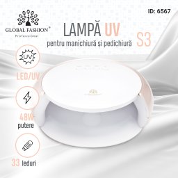 Lampa LED/UV S3 pentru manichiura, Global Fashion, 48W, timer, fund detasabil, pentru uscat oja semipermanenta sau gel UV