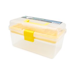 Geantă pentru cosmetice si machiaj, Global Fashion, plastic, compartimentată, cu mâner, galbena