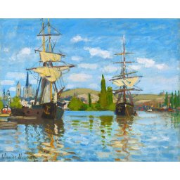 Set pictura pe numere, cu sasiu, Barci care navigheaza pe Sena - Monet, 40x50 cm