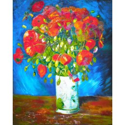 Set goblen cu diamante, cu sasiu, Vaza cu maci - van Gogh, 40x50 cm
