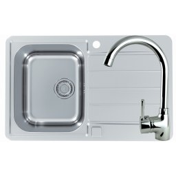 Set chiuveta Alveus Line Maxim 80 Satin, baterie Karina Crom, 79 cm, 1136608+1129034, Inox