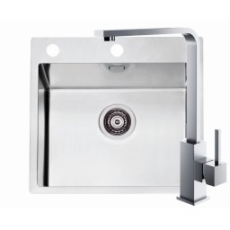 Set chiuveta Alveus Pure 70, baterie Jenny Satin, 56,5 cm, 1122385+1129066, Inox
