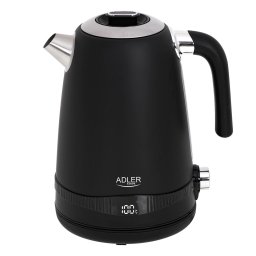 Fierbator electric, Capacitate 1,7 L, Fara BPA, Control al temperaturii, Otel inoxidabil, 2200 W, Fara fir, Negru