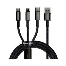 USB - tip Lightning / MicroUSB / USB Type-C, Tungsten, 1.5 m, 3.5A, CAMLTWJ-01, Negru