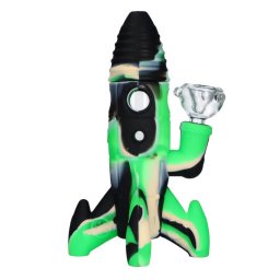 Urban Crew Bong silicon/sticla Rocket verde/negru 20cm