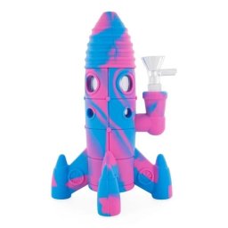 Urban Crew Bong silicon/sticla Rocket roz/albastru 20cm