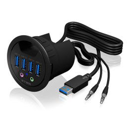 IcyBox Desk Hub 4x USB 3.0, 1x audio input, 1x audio output