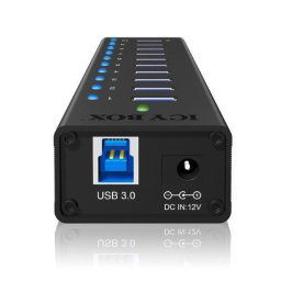 IcyBox 10 x Port USB 3.0 Hub with USB charge port, Black