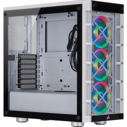 Carcasa Corsair computer case iCue 465X RGB Mid Tower ATX Smart Case, 3xLL120 RGB, White