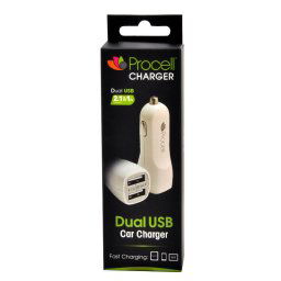 Procell Incarcator Auto Dual 2.1 USB Alb -T.Verde 0.1 lei/buc