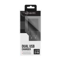 Incarcator de retea Lemontti Incarcator Retea 2.4A Dual USB Negru