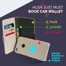 Husa Just Must Husa Book Car Wallet Samsung Galaxy Note 8 Beige (carcasa interior detasabila)