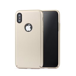 Husa Meleovo Carcasa 360 Shield iPhone X Gold (culoare metalizata fina, captuseala din microfibra)