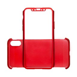Husa Just Must Carcasa Defense 360 iPhone X Red (3 piese: protectie spate, protectie fata, folie Flexi-Glass)