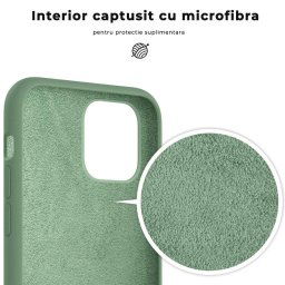 Husa Lemontti Husa Liquid Silicon iPhone 11 Pro Light Green (protectie 360�, material fin, captusit cu microfibra)