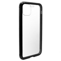 Husa Meleovo Carcasa Magnetica Dual Glass iPhone 11 Pro Black (protectie 360� din 2 piese cu inchidere magnetica)