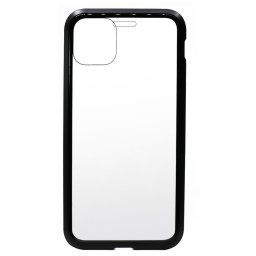 Husa Meleovo Carcasa Magnetica Dual Glass iPhone 11 Pro Max Black (protectie 360� din 2 piese cu inchidere magnetica)