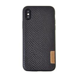 Husa Meleovo Carcasa Snaky iPhone X Black (textura croco, margini flexibile)