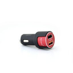 Lemontti Incarcator Auto Qualcomm 3.0 Dual USB MicroUSB Negru-Rosu 3.1A (cablu detasabil)-T.Verde 0.1 lei/buc