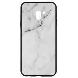 Husa Just Must Carcasa Glass Print Samsung Galaxy J6 Plus White Marble (spate din sticla)