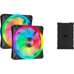 Corsair iCUE QL140 RGB 2er 140x140x25, case fan (black, 2-pack, including Lighting Node CORE)