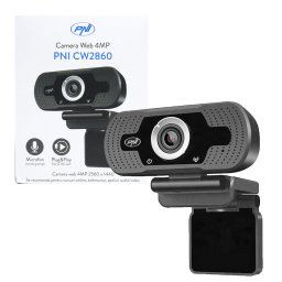 Camera de supraveghere Camera Web PNI CW2860 Full HD 4MP, USB, Clip-on, Microfon incorporat, Conectare PC/Laptop, @30fps, Corectie automata de culoare