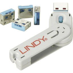Lindy USB Port Locks 4x Blue+Key