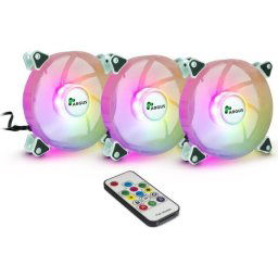 Set 3 ventilatoare PC Inter-Tech 88885530, RS-061 RGB + hub, 120x120x25mm